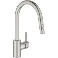 GROHE Concetto Einhand-Spültischarmatur, Ausladung 223mm, hoch, herausziehbar, schwenkbar, Easy Docking, 31483DC2, Farbe: Supersteel