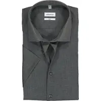 Seidensticker Businesshemd "Slim", Herren, Gr. S (38), normale Ärmellängen, grau (dunkelgrau), 100% Baumwolle, unifarben, slim fit, gerader Abschluss, Hemden Businesshemd, Slim 1/2 Kentkragen Uni
