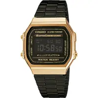 Casio Chronograph VINTAGE, schwarz (schwarz, goldfarben), Armbanduhren, Damen, goldfarben, Chronograph, Quarzuhr, Armbanduhr,Damenuhr, Herrenuhr, Digitaluhr, Edelstahlarmband