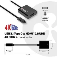 Club 3D CLUB3D USB 3.1 Type C auf HDMI 2.0 UHD 4K 60Hz Aktiver Adapter, 0,15 m, USB Typ-C, HDMI Typ A (Standard), Stecker, Buchse, Gerade
