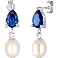 Elli Paar Ohrhänger "Ohrringe Süßwasserzuchtperle Tropfen 925 Silber" Gr. 25, blau, Ohrringe, Damen, 25,mit Stein, Silber 925 (Sterlingsilber), Paar Ohrhänger