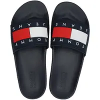 Tommy Hilfiger Strandpantoffeln Pantoffeln Frau JEANS Artikel EN0EN00474 FLAG POOL SLIDE, EUR 36 - UK 3,5 - USA 6 - CM 23, Gomma 100%