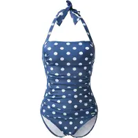 LASCANA Badeanzug , Damen, Gr. 38, N-Gr, blau (rauchblau, weiß), Polyamid, bedruckt, gepunktet, Badeanzüge Badeanzug, im Punkte-Design mit Shaping-Effekt, Topseller