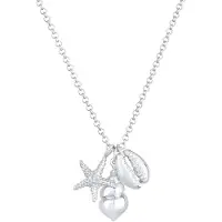 Elli Kette mit Anhänger "Halskette Seestern Muschel Anhänger Maritim 25 Silber" Gr. 45, silber, Halsketten, Damen, ohne Stein, Silber 925 (Sterlingsilber), Kette mit Anhänger