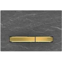 Geberit Sigma50 Betätigungsplatte, für 2-Mengen-Spülung, Metallfarbe Messing, eckig, 115.672.JM.2, Farbe: Messing / Mustang Schiefer