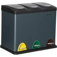 OEM 24L Edelstahlmülltonne mit Fußhebel, 3-in-1, grau