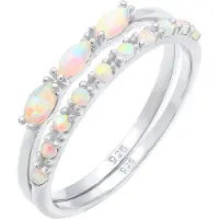 Elli Ring Set Vintage Design Synthetischer Opal 925 Silber Elli Silber