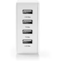 Nedis WCHAU481AWT Netzladegerät 24 W 4x 2,4 A 4 Ausgänge 4x USB-A Weiß