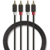 Nedis Gold Cabw24200at100 Stereo-audiokabel 2x Rca M-2x Rca M Beschichtet 10 M