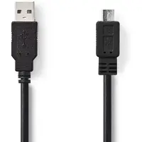 Nedis CCGW60500BK10, 1 m, USB A, Micro-USB B, USB 2.0, 0,48 Gbit/s, Schwarz