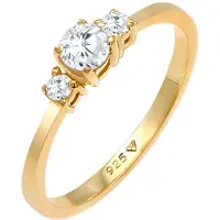 Elli Silberring "Ring Verlobungsring Zirkonia 925 Silber" Gr. 58, gold, Fingerringe, Damen, 58, Silber 925 (Sterlingsilber), Silberring