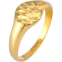 Elli Siegelring "Ring Siegelring Hammerschlag Trend 925 Silber" Gr. 56, gold, Fingerringe, Damen, 56, ohne Stein, Silber 925 (Sterlingsilber), Siegelring