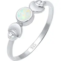 Elli Ring Vintage Design Halbmond Opal Zirkonia 925Er Silber Elli Silber