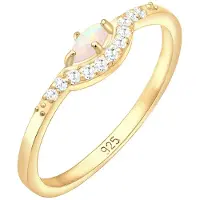 Elli Verlobungsring "Ring Ring Vintage Design Zirkonia Marquise Opal 925er Silber" Gr. 54, gold, Fingerringe, Damen, 54, Silber 925 (Sterlingsilber), Verlobungsring
