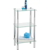 Wenko Regal "Yago", transparent (glänzend, ablagen: transparent, transparent), B:30cm H:74cm T:40cm, Edelstahl, Regale, Regal, 2 Shampoo-Ablagen