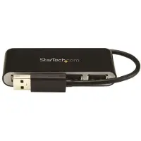 StarTech.com .com Mobiler 4-Port-USB 2.0-Hub mit integriertem Kabel, USB 2.0, USB 2.0, 480 Mbit/s, Schwarz, Silber, Kunststoff, China