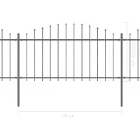 vidaXL Gartenzaun mit Speerspitze Stahl 1673 x 150 cm Schwarz