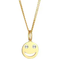 Elli Silberkette "Halskette mit Smiling Face 925 Silber, mit Kristallen von Swarovski" Gr. 45, gold, Halsketten, Damen, 45, Silber 925 (Sterlingsilber), Silberkette