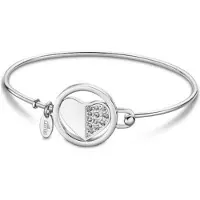 Lotus Armreif "Essentials - Herz", silber (edelstahlfarben, kristallweiß, kristallweiß), Armbänder, Damen, Edelstahl, Armreif, mit Glasstein