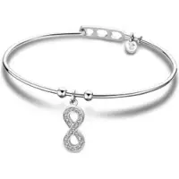 Lotus Armreif "Urband Woman - Infinity Unendlichkeitsschleife", silber (edelstahlfarben, kristallweiß, kristallweiß), Armbänder, Damen, Edelstahl, Armreif, mit Glasstein