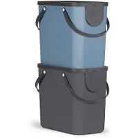 Rotho 2er-Set Mülltrennsystem ALBULA, Farbe:Anthrazit / Blau