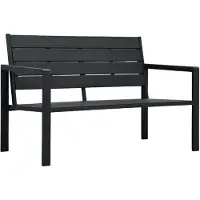 vidaXL Gartenbank "Polleben" aus HDPE (hochdichtes Polyethylen) + Stahl in Schwarz. Abmessungen (B/H/T) 120x78x64 cm
