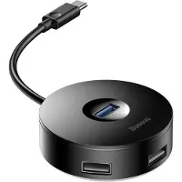 Baseus CAHUB-G01, USB 3.2 Gen 1 (3.1 Gen 1) Type-C, USB 2.0, USB 3.2 Gen 1 (3.1 Gen 1) Type-C, 480 Mbit/s, Schwarz, Acrylnitril-Butadien-Styrol (ABS)