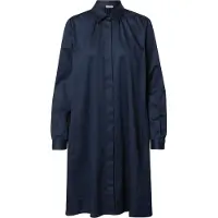 Seidensticker Sommerkleid "Schwarze Rose", Damen, Gr. M38, Normalgrößen, blau (dunkelblau), 97% Baumwolle, 3% Elasthan, glänzend, unifarben, regular fit, Kleider Sommerkleid, 1/1 Kragen Uni