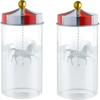 Alessi Circus, Gewürzglas, Mehrfarbig, Transparent, Glas, Zinnteller, 0,15 l, Abnehmbarer Deckel, 5,3 cm