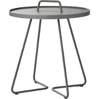 Cane-Line Beistelltische On-the-move grau, Designer Christina Strand, Niels Hvass, 52x60x52 cm