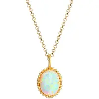 Elli Silberkette "Halskette Anhänger Opal Oval Vintage 925er Silber" Gr. 45, gold, Halsketten, Damen, mit Stein, Silber 925 (Sterlingsilber), Silberkette