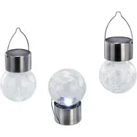 Esotec Solar Hängeleuchten 3er-Set Crackle Balls kaltweiß outdoor IP44 102308