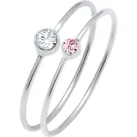 Elli Ring-Set "Ring Set 925 Silber, mit Kristallen von Swarovski(R)" Gr. 52, rosa, Fingerringe, Damen, 52,mit Stein, Silber 925 (Sterlingsilber), 4mm, Ring-Set