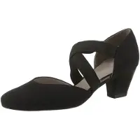 Ara Spangenpumps "TOULOUSE", Damen, Gr. 5,5 (38,5), Leder, schwarz, Textil, unifarben, Schuhe Spangenpumps, Abendschuh, Festtagsschuh, Trichterabsatzmit elastischen Riemchen