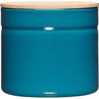 Riess Vorratsdose mit Eschenholzdeckel Ø13cm 1,26L Blue Emaille