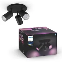 Philips Hue White and Color ambiance Fugato 3er-Spot, Bluetooth/Zigbee, Schwarz, LED, Metall, GU10, Multi