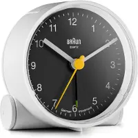 Braun Wecker BC01WB, Quarz, rund, 69x69x37 mm, Crescendo-Alarm, Schlummerfunktion
