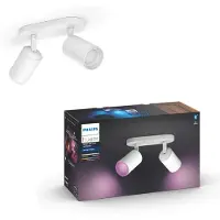 Philips White and Color ambiance Fugato Zweierspot weiß, Intelligente Deckenbeleuchtung, Bluetooth/Zigbee, Weiß, LED, Metall, GU10
