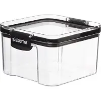 Sistema Voorraaddoos Tritan Vierkant 460 ml Transparant/Zwart