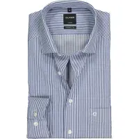 Olymp Businesshemd "Luxor modern fit", Herren, Gr. 38, N-Gr, blau (marine), Web, Obermaterial: 100% Baumwolle, gestreift, modern fit normal, Hemden Businesshemd