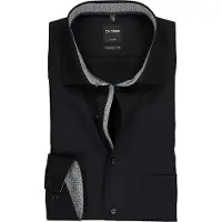 Olymp Businesshemd "Luxor modern fit", Herren, Gr. 46, N-Gr, schwarz, Web, Obermaterial: 100% Baumwolle, tailliert, 1-Knopf-Manschette verstellbar, Hemden Businesshemd, mit extra langen Ärmeln