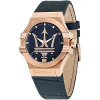 Maserati Potenza Herrenuhr, Lederarmband, Marineblau