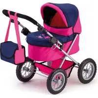 Bayer Puppenwagen "Trendy", bunt (pink, blau), Puppenwagen, KinderB:39cm H:68cm T:68cm, Kunststoff, Metall, Stoff, Puppenwagen, mit Wickeltasche, B:39cm H:68cm T:68cm
