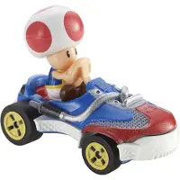 Hot Wheels GBG30 - Hot Wheels - Mario Kart - Mini Die-Cast Fahrzeug mit Figur, Toad