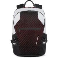 Piquadro PQ-Y Laptoprucksack mit zwei Fächern, 14" und Diebstahlsicherung grau/rot