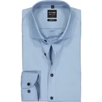 Olymp Businesshemd "Level Five body fit", Herren, Gr. 40, N-Gr, blau (bleu), Web, Obermaterial: 97% Baumwolle, 3% Elastolefin, 2-Knopf-Manschette, Hemden Businesshemd