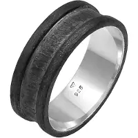 KUZZOI Silberring "Ring Bandring Maskulin Zeitlos 925 Silber" Gr. 60, schwarz, Fingerringe, Herren, 60, Silber 925 (Sterlingsilber), Silberring