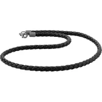 KUZZOI Lederband "Halskette Herren Lederkette Geflochten Schwarz 925 Silber" Gr. 55, silber, Halsketten, Herren, 55, ohne Stein, Silber 925 (Sterlingsilber), Lederband