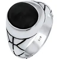 KUZZOI Siegelring "Ring Herren Siegelring Oval Emaille 925er Silber" Gr. 60, silber, Fingerringe, Herren, 60, ohne Stein, Silber 925 (Sterlingsilber), 11mm, Siegelring