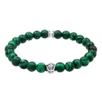 KUZZOI Armband Herren Oxidiert Achat Malachit Look 925Er Silber Kuzzoi Grün